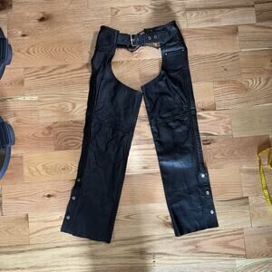 Hot Leathers : Ladies Black USA MADE Motorcycle Biker Leather Chaps SIZE XXS